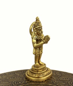 Estatua de artesanía de latón, estatua de Lord Hanuman Ji, decoración del templo de Pooja, estatua de mesa de escritorio, diosa india, escultura de Idol de retorno - Product Image 3