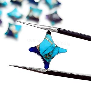 Perles de pierre précieuse turquoise Mohave en forme d'étoile ninja, 12 mm, turquoise cuivrée, perles sculptées à la main pour la création de bijoux, vente en gros - Product Image 5