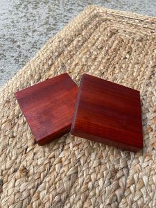 <b>Round</b> Wooden Coasters With Leaf Pattern Modern Design Non Slip <b>Mats</b> & Pads - Product Image 5