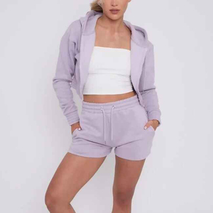 Ensemble 2 pièces décontracté vert menthe pour femme : sweat à capuche en polaire et short, haut court à manches longues avec poche, idéal printemps-été - Product Image 6