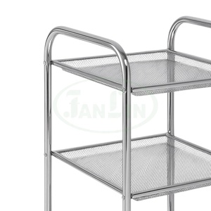 Compact Movable Three-Layer Metal Mesh Storage Trolley with Wheels Modern Minimalist Kitchen Bathroom Living Room Utility Cart - Product Image 3