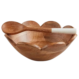 Tazón y Plato para Ensalada de Madera de Mango con Estampado de Hojas de Palma Ecológico de Alta Calidad para Hoteles, Bodas, Restaurantes y Uso Doméstico - Product Image 4