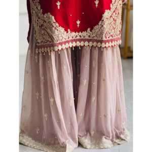 Conjunto de fiesta hermosa para mujer Top Plazzo Dupatta - Product Image 3