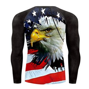 Chemise de compression à manches longues pour homme, imprimé drapeau américain, séchage rapide, coupe ajustée, vêtements d'arts martiaux - Product Image 2