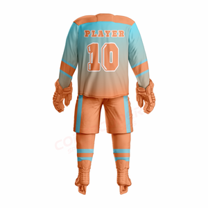 Meilleures ventes : Ensembles d'uniformes de hockey sur glace à prix d'usine, toucher doux, 100 % polyester, en gros, unisexe, respirant, manches longues, avec logo - Product Image 2