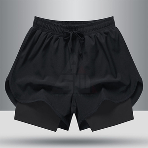 Shorts de bain décontractés pour hommes avec logo personnalisé sur le devant, 100 % coton, taille élastique, respirants, écologiques, séchage rapide, anti-plis - Product Image 4