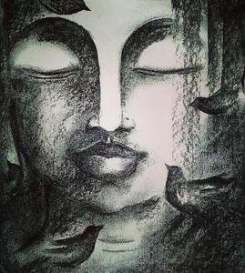 งานศิลปะติดผนังสไตล์โมเดิร์นร่วมสมัย ภาพวาดพระพุทธรูปทำมือ 100% ภาพวาดบนผ้าใบ วาดด้วยมือ - Product Image 2