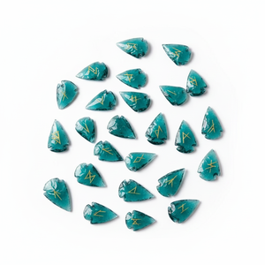 High quality aqua arrowhead rune set Crystal Rune Wicca Energy natural <b>stone</b> for Divination and Intuition Meditation Protection - Product Image 5