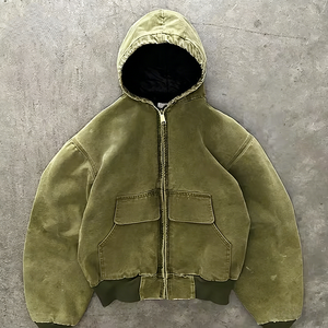 Sweat à capuche utilitaire pour homme en toile, mélange de coton délavé, poche kangourou, capuche réglable, décontracté, streetwear d'extérieur - Product Image 2