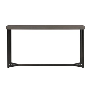 Console Moderne Industrielle Convertible avec Plateau Effet Béton Gris et Base Géométrique en Métal Noir pour Entrée ou Hôtel - Product Image 5