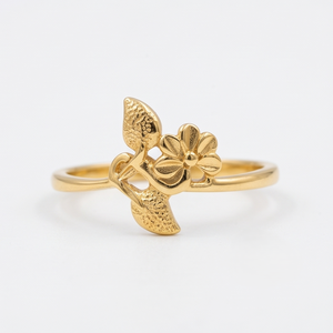 DIVYORO Anillo clásico con cuentas chapado en oro de 22 quilates para mujer - Product Image 1