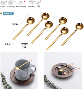 Cucharas de Café Doradas de Acero Inoxidable, Cucharas de Espresso de 5.2 Pulgadas, Mini Cucharas de Té Elegantes, Cucharas de Metal Premium para Remover Café - Product Image 2