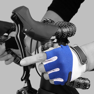 Leather Half <b>Finger</b> Racing Cycling Gloves Non-Slip Breathable Adjustable Wrist <b>Strap</b> Hot Sale Made in Pakistan - Product Image 5