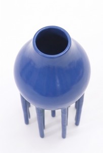 Modern Blue Metal Flower <b>Vase</b> with Tripod Stand Decorative Iron Tabletop <b>Vase</b> for Home Decor <b>Unique</b> Luxury Centerpiece Floral Po - Product Image 5