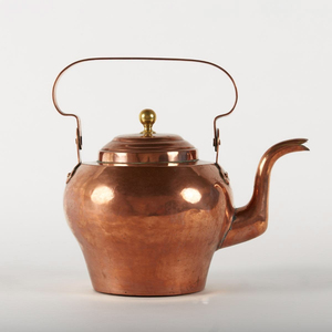 Hammered Copper Tea <b>Kettle</b> With Wooden Handle And Lid Vintage Style Metal Water Pot For Kitchen Tabletop Use Serving Tea Pots - Product Image 5