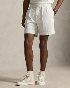 Pantalones cortos plisados de algodón de primera calidad para hombre, pantalones cortos informales de verano blancos con ajustadores laterales, transpirables y cómodos - Product Image 3