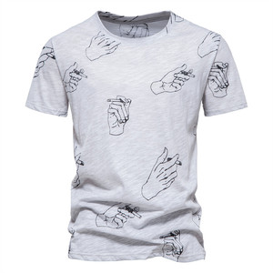 Camiseta de Manga Corta para Hombre, Color Verde Azulado, Cuello Redondo, con Estampado de Diseño de Humo, Corte Regular Informal, Tejido de Punto, Algodón - Product Image 6