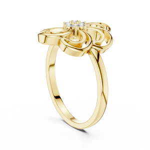 Anillo apilable de oro macizo de 14k para mujer, con diamante de corte redondo en forma de flor, minimalista, para regalo, compromiso, aniversario, boda - Product Image 5