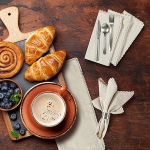 Serviette en tissu de coton élégante et durable, jetable, couleurs unies, style ourlet festonné, technique de pliage, pour dîners, mariages et événements - Product Image 2