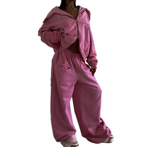 Custom Heavyweight Zip up Baggy Tracksuit for Women French Terry Baggy Sweatsuit Oversized Tracksuit Female - Product Image 2