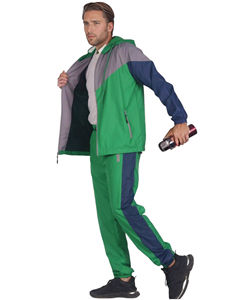 ชุดแจ็คเก็ตซิป 2 ชิ้น และกางเกงขายาวเอวยางยืด ผ้าไนลอน 100% สกรีนโลโก้ได้ ชุดวอร์มกันลมทรงโอเวอร์ไซส์สำหรับผู้ชาย - Product Image 3