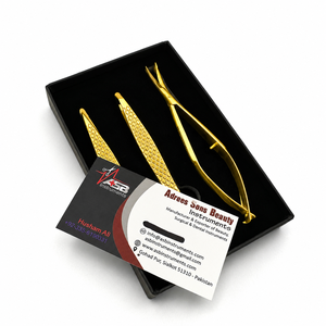 Pinzas para Cejas con Logotipo Personalizado en Chapado en Oro, Calidad Profesional, Acero Inoxidable, Punta Inclinada y Puntiaguda, Tijeras para Cejas con Resorte - Product Image 5