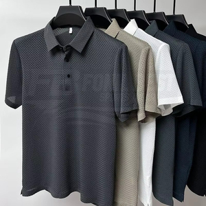 Men's Casual Front Logo Short Sleeve Button <b>Down</b> Shirts Spandex/Polyester Breathable Blank Solid Plus Size OEM Service - Product Image 5