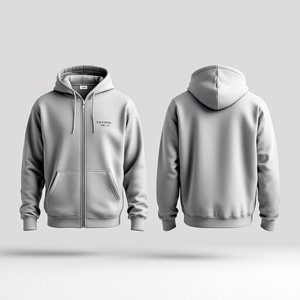 <b>Men's</b> <b>Yellow</b> Zip-Up <b>Hoodie</b> Regular Fit Solid Color Front Logo Print Casual Hooded Sweatshirt Fleece Material Full Zip up Hoodies - Product Image 5