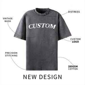 Wholesale Men's <b>Blank</b> Heavyweight T-shirts Pour Hommes Black Heavy <b>Weight</b> High Quality Oversized Tshirt Custom t Shirts for Men - Product Image 3