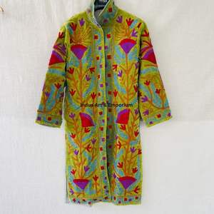 Chaqueta de algodón Suzani hecha a mano en India, chaqueta larga bordada a mano, abrigo unisex, chaqueta larga Suzani hecha a mano - Product Image 6