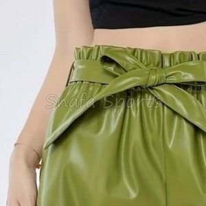 Pantalones Cortos de Cuero para Mujer, Estilo Casual 2026, de Secado Rápido, Antiarrugas, con Patrón Sólido, en Oferta a Bajo Precio - Product Image 3