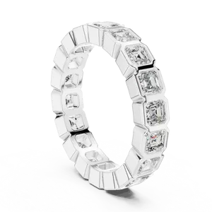 10K 14K 18K Solid Gold Square <b>Emerald</b> Cut Lab Grown Diamond Eternity <b>Band</b> <b>Ring</b> 3.60 CTW E Color Bezel Set Luxury Unisex - Product Image 4
