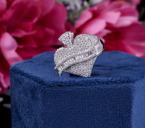 Handmade Fully <b>Iced</b> Baguette Cut Rhodium Plated Cluster Hip Hop <b>Ring</b> 925 Sterling Silver Personalized Size Unisex Prong Setting - Product Image 3