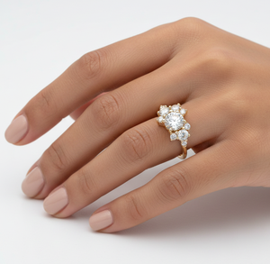 Bague en or massif 14K 18K avec diamants de laboratoire certifiés IGI, style cluster de créateur, vente en gros, cadeau d'anniversaire, bague de mariage - Product Image 3