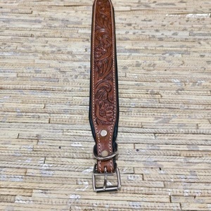 Hand <b>tooled</b> <b>leather</b> dog leash Durable heavy duty pet leash Custom training <b>leather</b> leash Luxury floral dog leash - Product Image 1
