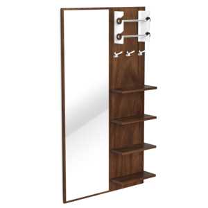 Organisateur de coiffeuse mural en panneau de bois d'ingénierie Freddie avec miroir de maquillage, étagères de rangement, porte-bracelets et crochets - Product Image 2