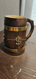 Signes de dollar faits à la main Chope en bois 700/800ml Capacité Étanche Bière Ale Tasse Cadeau Amateurs de bière Personnalisable Impression Fête Utilisation - Product Image 2