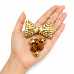 Campanas Colgantes Ghungroo Kaleera Hechas a Mano con Rudraksha y Poliéster, Regalo de Boda, Accesorios Étnicos Indios, Venta al Por Mayor, Decoración Festiva - Product Image 1