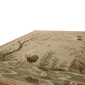 Tapis en laine noué à la main de qualité supérieure, motif grue japonaise Chinoiserie, motif floral botanique oriental, à poils denses, pour grossistes - Product Image 2