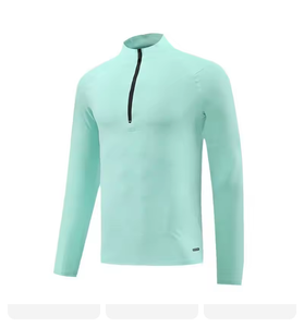 เสื้อแจ็คเก็ตวิ่งผู้ชายแขนยาวไร้ตะเข็บสำหรับออกกำลังกาย ป้องกันแสงแดด ซิปครึ่งตัว แห้งเร็ว กันลม ยืดได้สี่ทิศทาง - Product Image 4