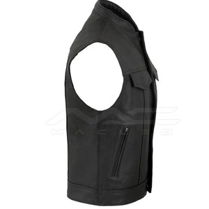 Classic Leather <b>Vest</b> Durable Sleeveless Outerwear Smooth Texture Front Pocket Design Button Fastening Wholesale Production - Product Image 3