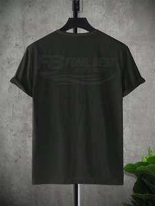 เสื้อยืดกีฬาฤดูร้อนสำหรับผู้ชาย ระบายอากาศได้ดี ผ้าฝ้ายแท้ สวมใส่สบาย ทรงหลวม แขนสั้น มีโลโก้ด้านหน้า ใส่ได้ทุกฤดู - Product Image 6