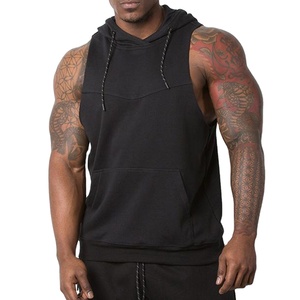 2024 Wholesale Bulk <b>Men</b> Gym Wear Stringer <b>Hoodie</b> Blank Sweatshirt <b>Mens</b> <b>Sleeveless</b> Workout Base Layer Kangaroo Pockets Hoodies - Product Image 1