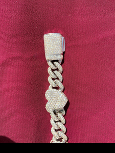 Iced Out Cuban Link <b>Bracelet</b> Heart <b>Charm</b> Bling Jewelry Luxury Hip Hop <b>Silver</b> Chain <b>Bracelet</b> Gift - Product Image 2