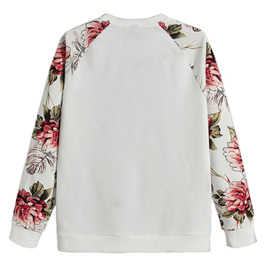 Unisex Floral Print <b>Raglan</b> Sleeve Pullover Sweatshirt Oversized O-Neck Knitted Cotton Casual Spring <b>Top</b> - Product Image 2
