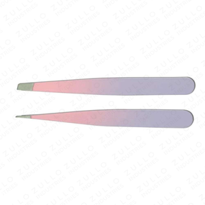2PCS <b>Pink</b> Purple Gradient Stainless Steel Eyebrow Tweezers <b>Set</b> Custom Tip OEM Private Label Brow Shaping <b>Tool</b> - Product Image 2