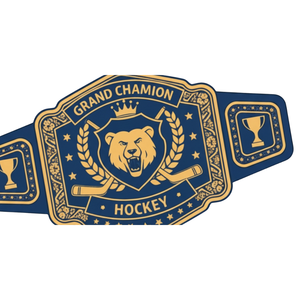 Grand Champion Hockey Title Belt with Bear Emblem and Cup Designs Premium Quality Customizable Leather Belt for Hockey Fans - Product Image 6