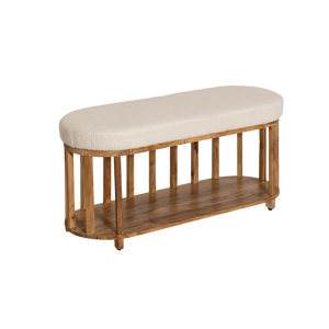 Banco Vandana Vertex Solace de madera y tela naranja - Product Image 5