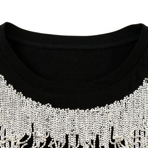 T-shirts d'été pour femmes à motif crâne scintillant, avec appliques de strass personnalisées thermocollées sur flanelle, pour l'entraînement sportif, coupe classique - Product Image 3