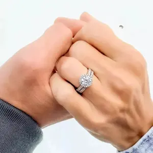 2.30 TCW Round Cut Moissanite Bridal Set Engagement Ring 14k White Gold Plated - Product Image 2